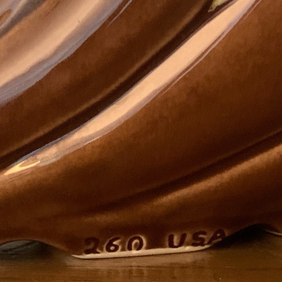 Vintage Brown & Tan Drip Glaze 260 USA Ceramic Cornucopia - Picture 2 of 16